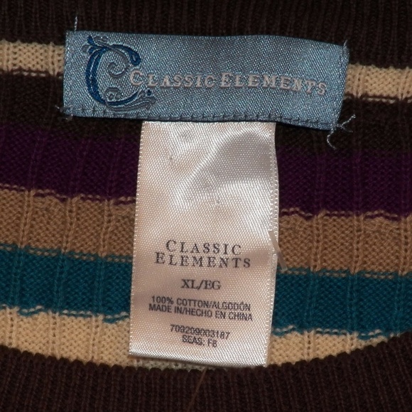 NWT Classic Elements Women's Sweater Knit Top Drawstring Waist Striped Size XL - Picture 8 of 8